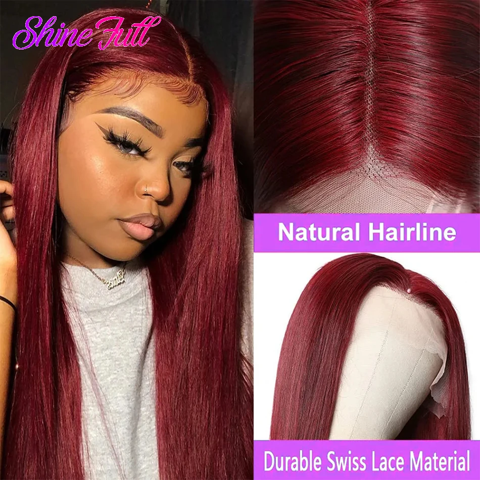 

Remy перуанские человеческие волосы 99J прямые 13x4 Hd прозрачный парик на сетке спереди ShineFull натуральные волосы человеческие волосы парики для женщин