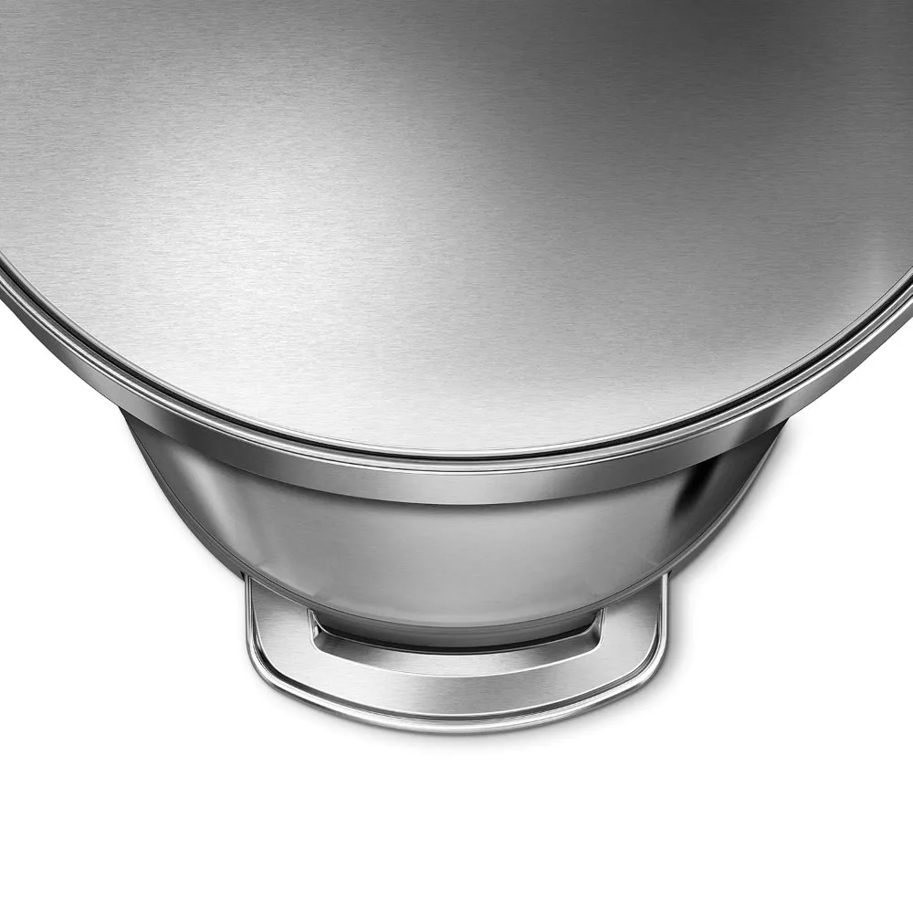 60 Liter Semi-Round Hands-Free Kitchen Step Stainless Steel Trash Can with Soft-Close Lid, Brushed