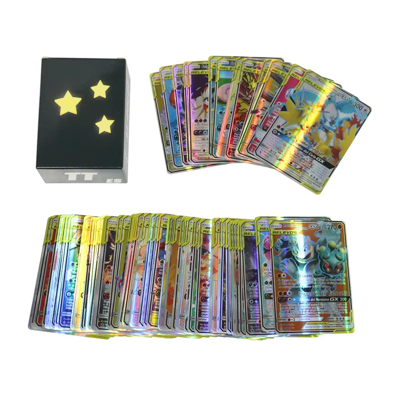 100 Stück glänzende spanische Pokémon-Karten, seltene Vmax TAG TEAM V Energiekarte, Sammelkarte, Pokémon-Sammelkarte – Detail 30