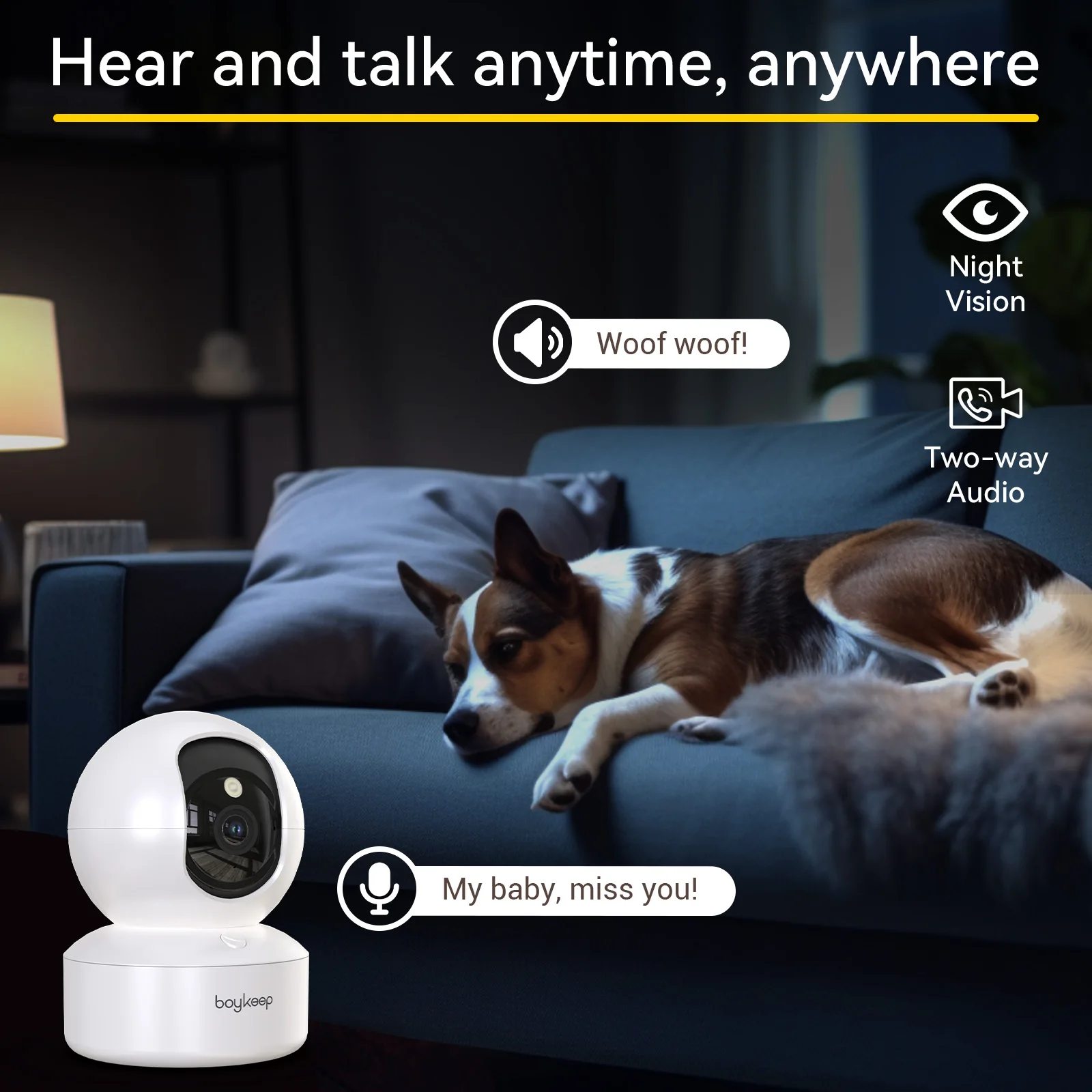 BoyKeep 3MP 5G/2.4GHz WiFi Indoor Home Security IP Smart Baby Monitor Camera Automatic Tracking 24/7 Video Surveillance Camera 6