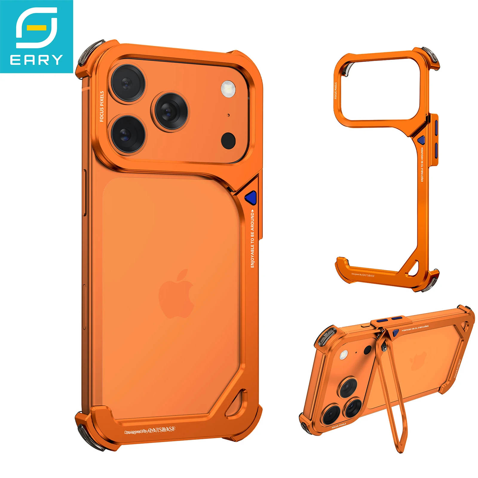 Eary 9 Shape für iPhone 17 Pro Max Bumper Case mit Ständer, schlankes Aluminium-Gehäuse für MagSafe, rahmenloser Metall-Stoßschutz