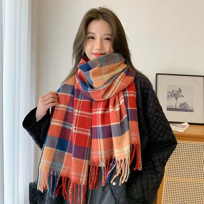 

Scottish Style Plaid Scarf Female Tassel Shawl Scarf Fashion Blogger Korean Version Of Autumn And Winter Warm Shawl Scarf Casual