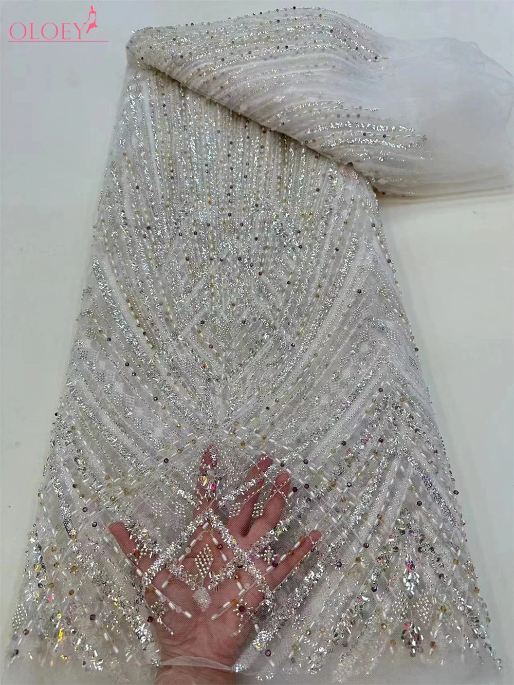 

Fashion High-End Luxury French Embroidery Heavy Groom Lace Fabric African Nigerian With Sequin Fabric For Wedding Dress Party