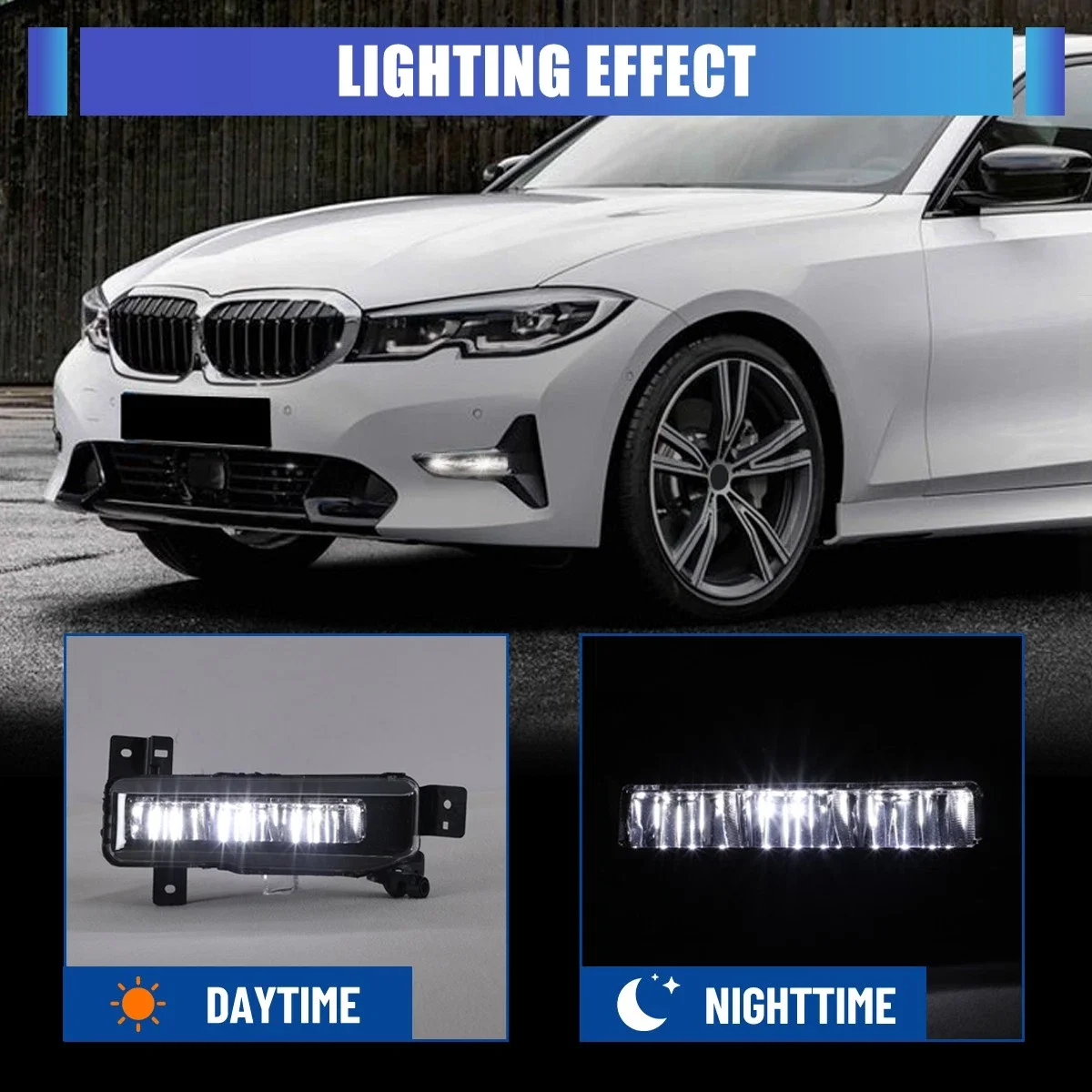 BMW G20 G21 F44 2019-2022용 플러그 앤 플레이 LED 안개등 DRL 주간 주행등 자동차 액세서리 63177433787/8