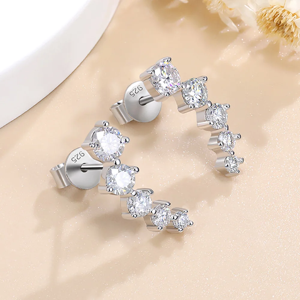 Moissanite Stud Earrings S925 Sterling Silver Plated 18k 1.41cttw for Women Man