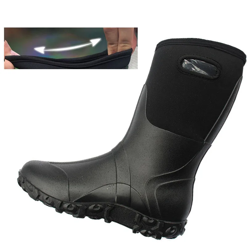 Waterproof Neoprene High Rain Boots Keep Warm Anti-Slip Fishing Shoes High Quality Bionic Camouflage Hunting Boots