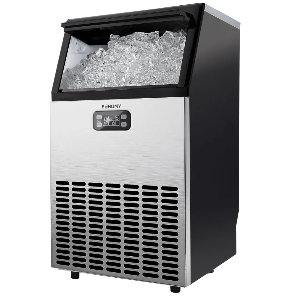 

Commercial Ice Maker Machine, 100lbs/24H Stainless Steel Under Counter Ice Machine with 33lbs Storage, Freestanding Ice Maker