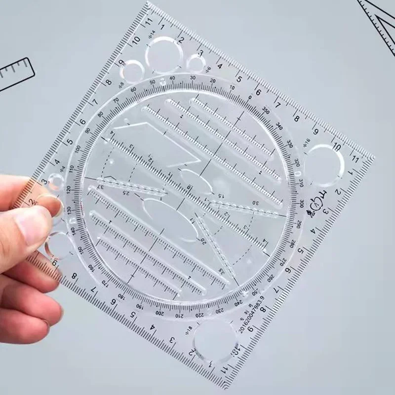 

School Multifunctional Ruler School Activity Drawing Geometric Ruler Triangle Ruler Compass Protractor Set Measuring Tool