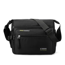Men's Nylon Crossbody Bag - Versatile Large Casual Travel Shoulder Messenger Bag (Black)