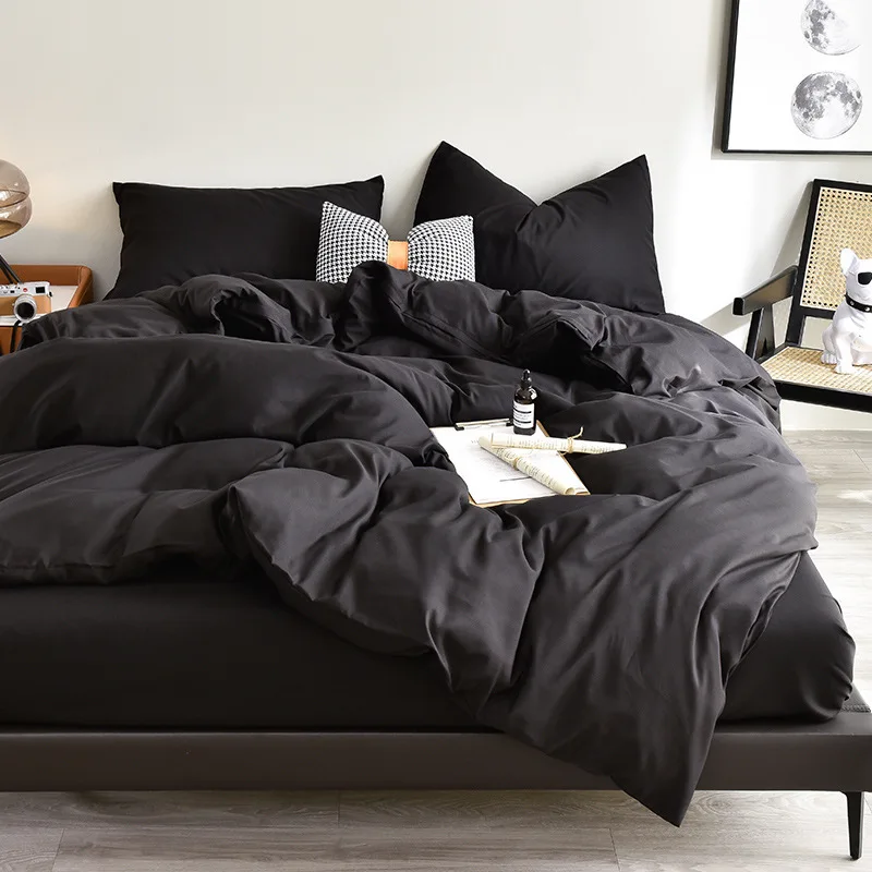Bedding Set High Quality Skin Friendly Fabric Black Duvet Cover Set bedding-set-high-quality-skin-friendly-fabric-black-duvet-cover-set