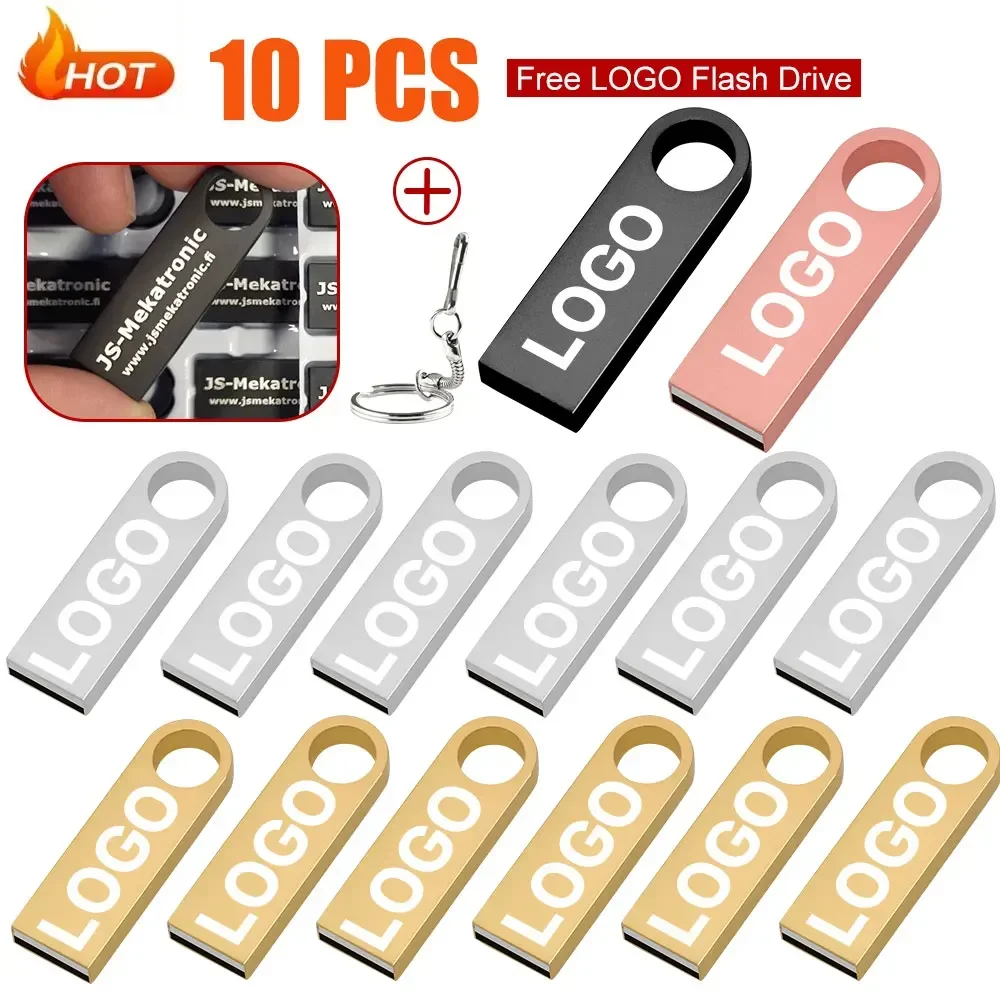 

10Pcs/Lot Free Logo USB Flash Pen Drive 4GB 8GB 16GB 32GB Waterproof Pendrive 64gb Memory Stick Real Capacity U-disk Cle Usb