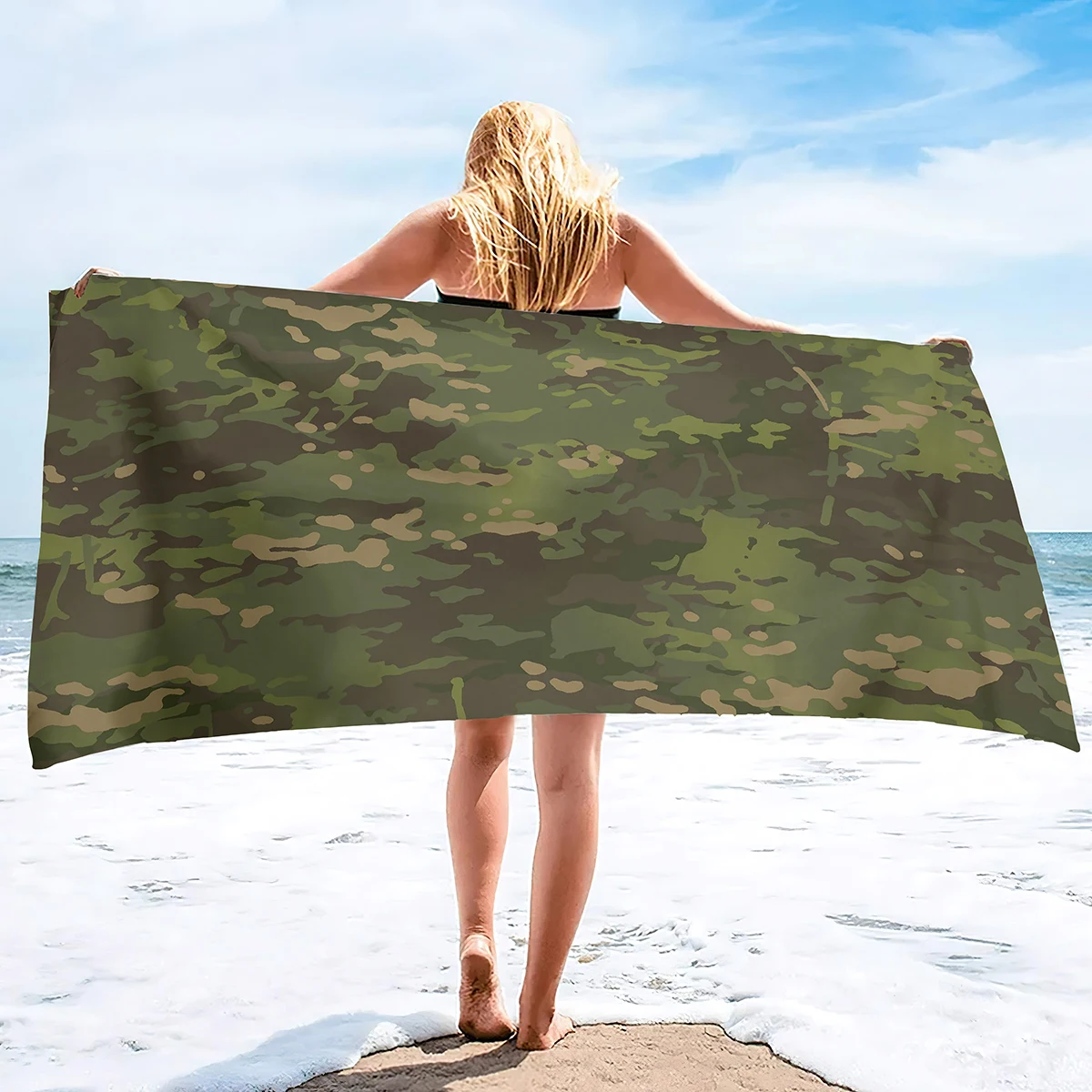Serviette de plage camouflage anti sable grande taille douce_voghion.com