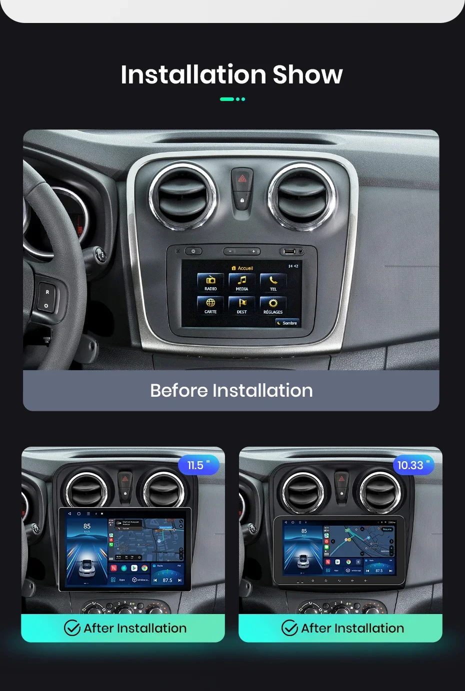2K QLED Bildschirm Auto Radio Für Renault Logan 2 Sandero 2014-2019 Drahtlose CarPlay Android Auto Multimedia autoradio – Detail 8