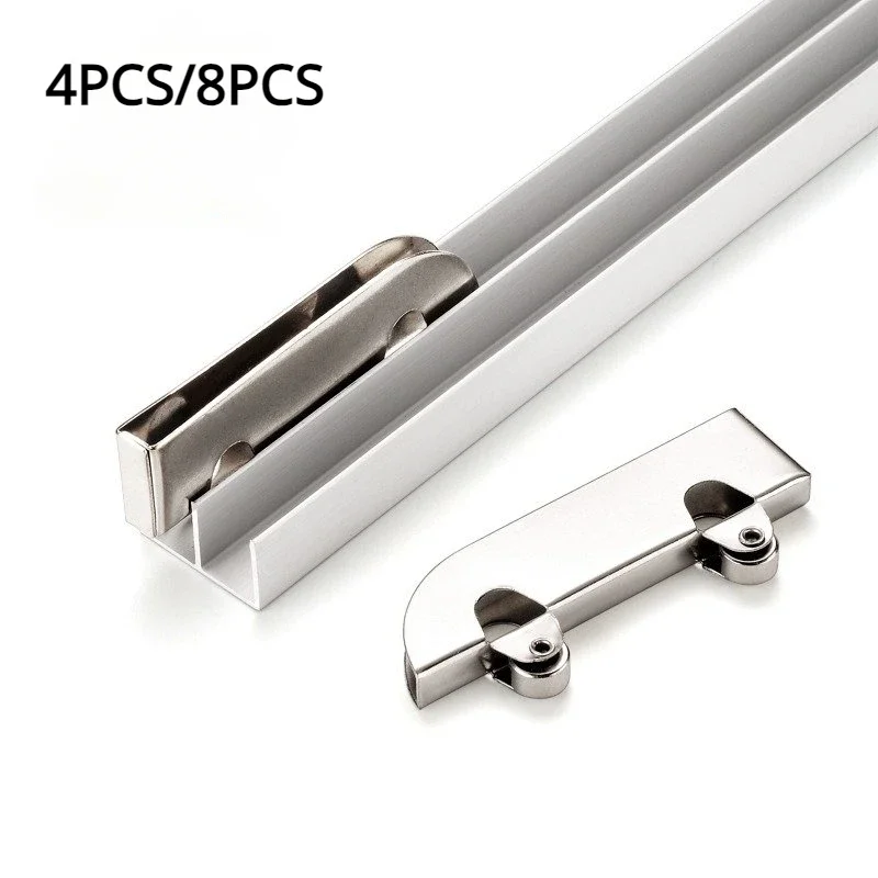 Sliding Door Roller Stainless Steel Pulley 5mm Glass Sliding Door Wheel Clamp Track Roller Runner For Display Cabinet Counter Repair Part 4/8pcs