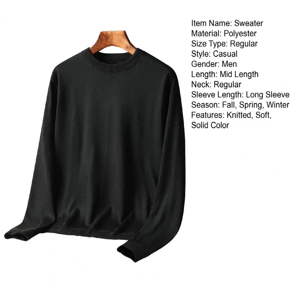 Description Picture 3 of itemVersatile Round Neck Sweater Soft Knitted Round Neck Sweater for Fall Winter Long Sleeve Pullover with Anti-shrink Anti-pilling