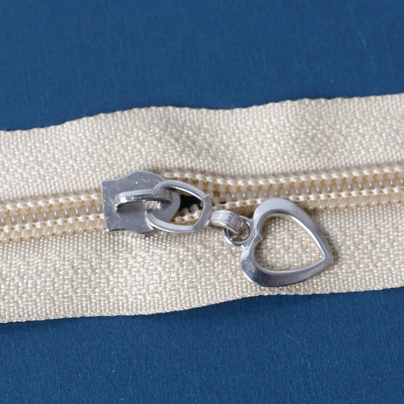 5# Heart Shape Zipper Sliders Zipper Repair Kits Garment Bag Sewing Decoration DIY Tailors Sewing Accessories 10pcs