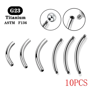 G23 티타늄 눈썹 바벨 로드, 내부 스레드 플러그, 중격 귀 입술, 바디 쥬얼리 액세서리, 14G, 16G, 10 개