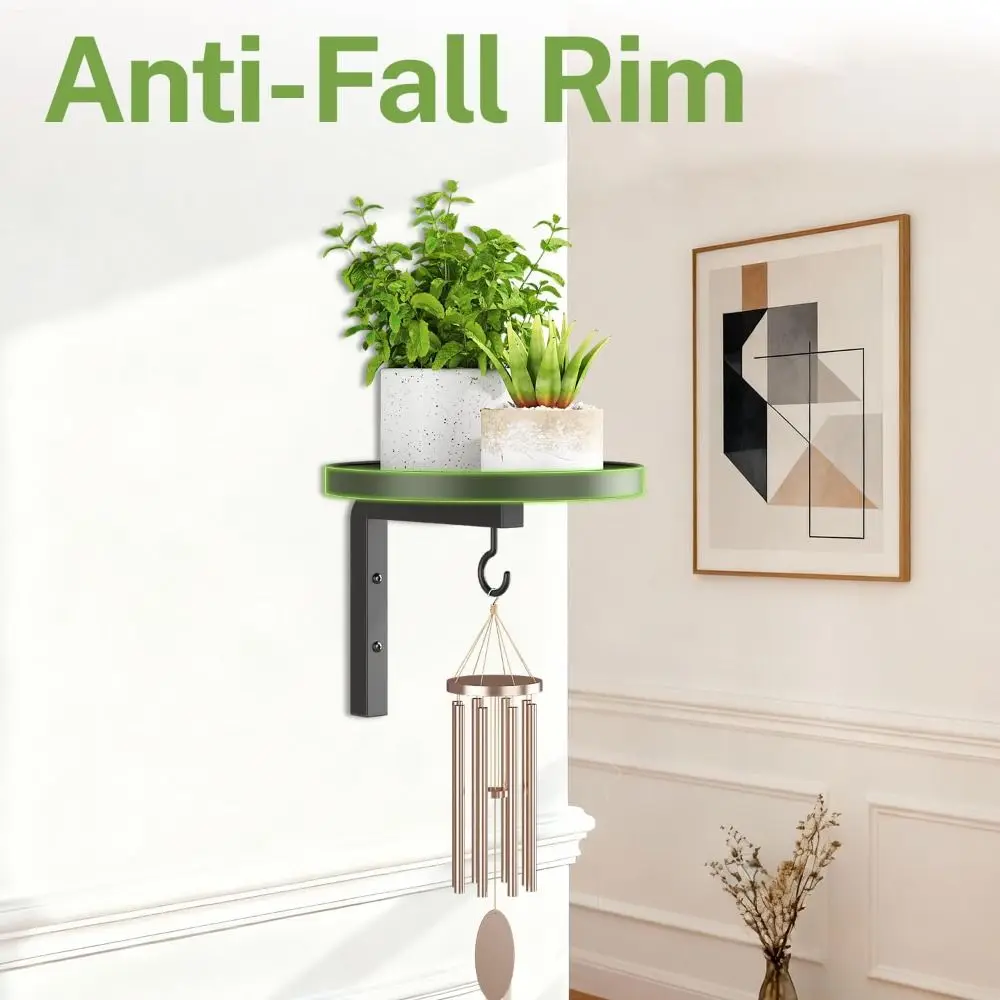 Wall-Mounted Metal Plant Hangers: Space-Saving Floating Flower Display with Hooks