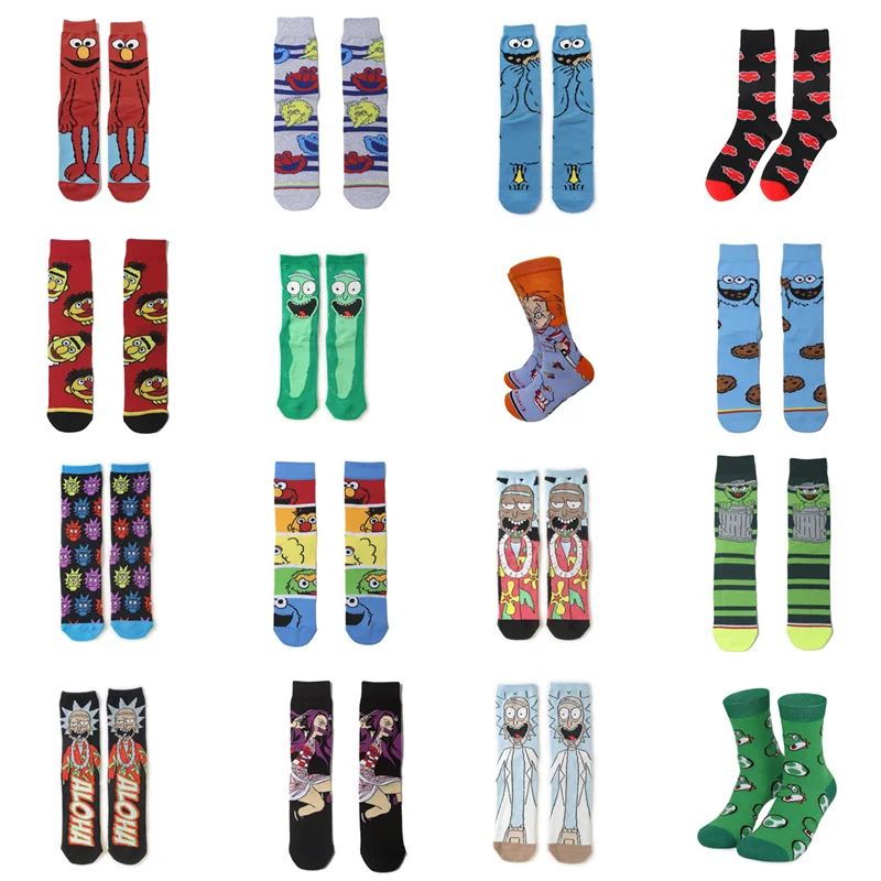 Street Socks Red Elmo Blue Cookie Guy Yellow Big Bird Cosplay Cotton Personality Socks Trend Stockings Knitting Xmas