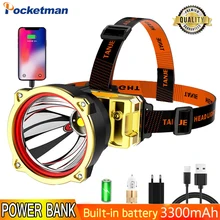 

USB Rechargeable LED Headlamp Power Bank Function 500M Long Range Headlight Head Lamp Waterproof Head Light