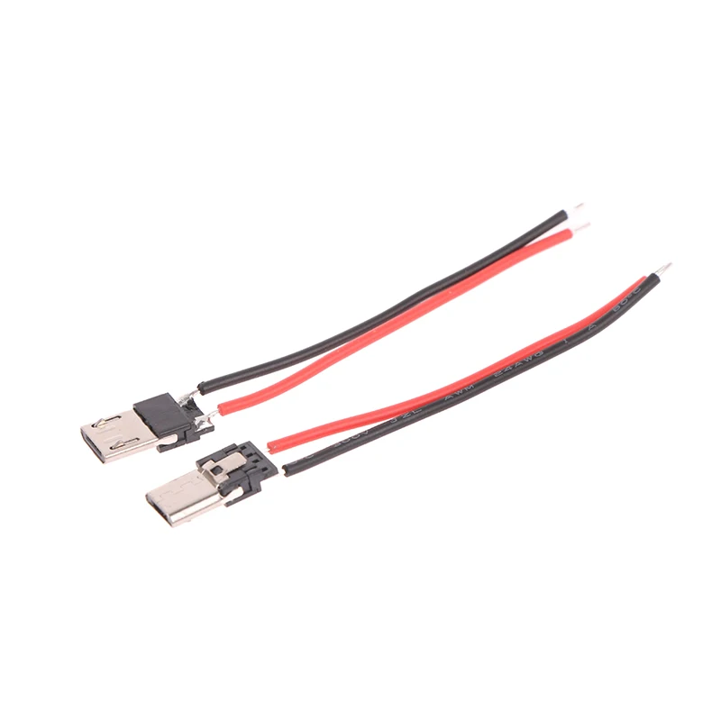 10Pcs 2P Micro USB Male With Cable 2Pin Welding Wire Male Connector Straight For Mobile Phone Charging Port Charging Socket phone charger plug phone charging adapter