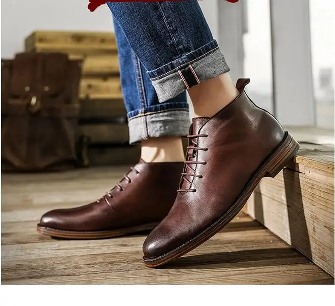 Boots Fashion New Vintage Mens Leather Shoes Dress Business Brown Mens Boots  Lace Flat Casual Comfortable Mens Shoes Z230803 From Qiuti17, $6.87