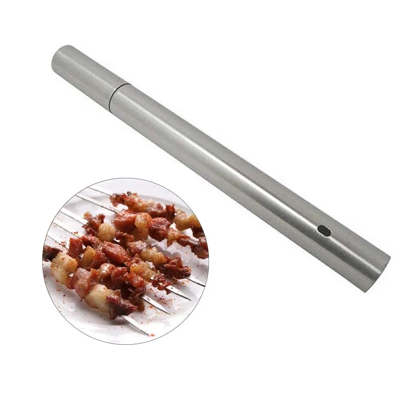 Barbecue Skewers 50Pcs Tainless Steel Drill 35Cm Needle Home Kitchen Outdoor Camping Grill Widened Lamb Leg Sign