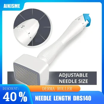 DRS140 Derma 롤러 스탬프 조정 가능한 스테인레스 스틸 바늘 길이 Microneedle 노화 방지 및 주름 탈모 치료 치료 스킨 케어 도구 Derma 롤링 시스템