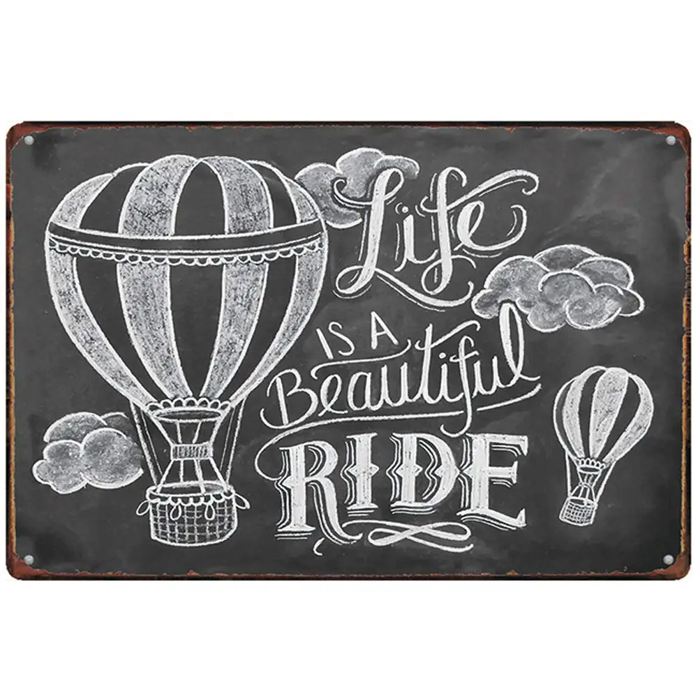 

Retro Design Life is A Beautiful Ride Tin Metal Signs Wall Art | Thick Tinplate Print Poster Wall Decoration for Garage
