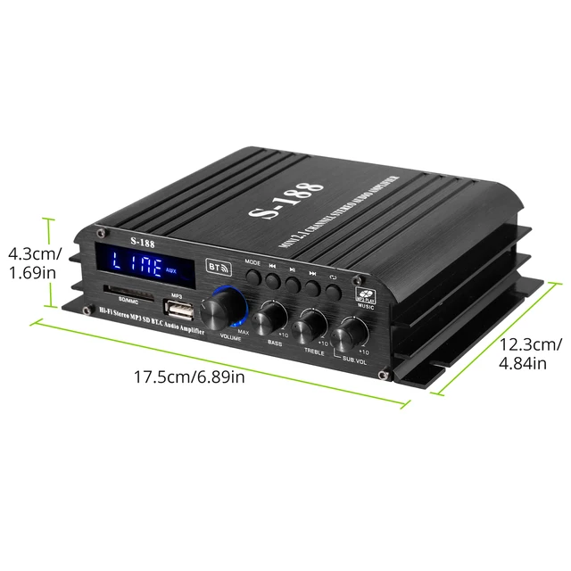 90W S-188 Bluetooth Stereo HiFi Amplifier 2.1 CH Audio Power  