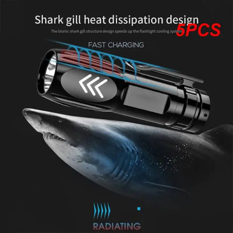 

5 шт., светодиодный многофункциональный фонарик из алюминиевого сплава с Usb-зарядкой