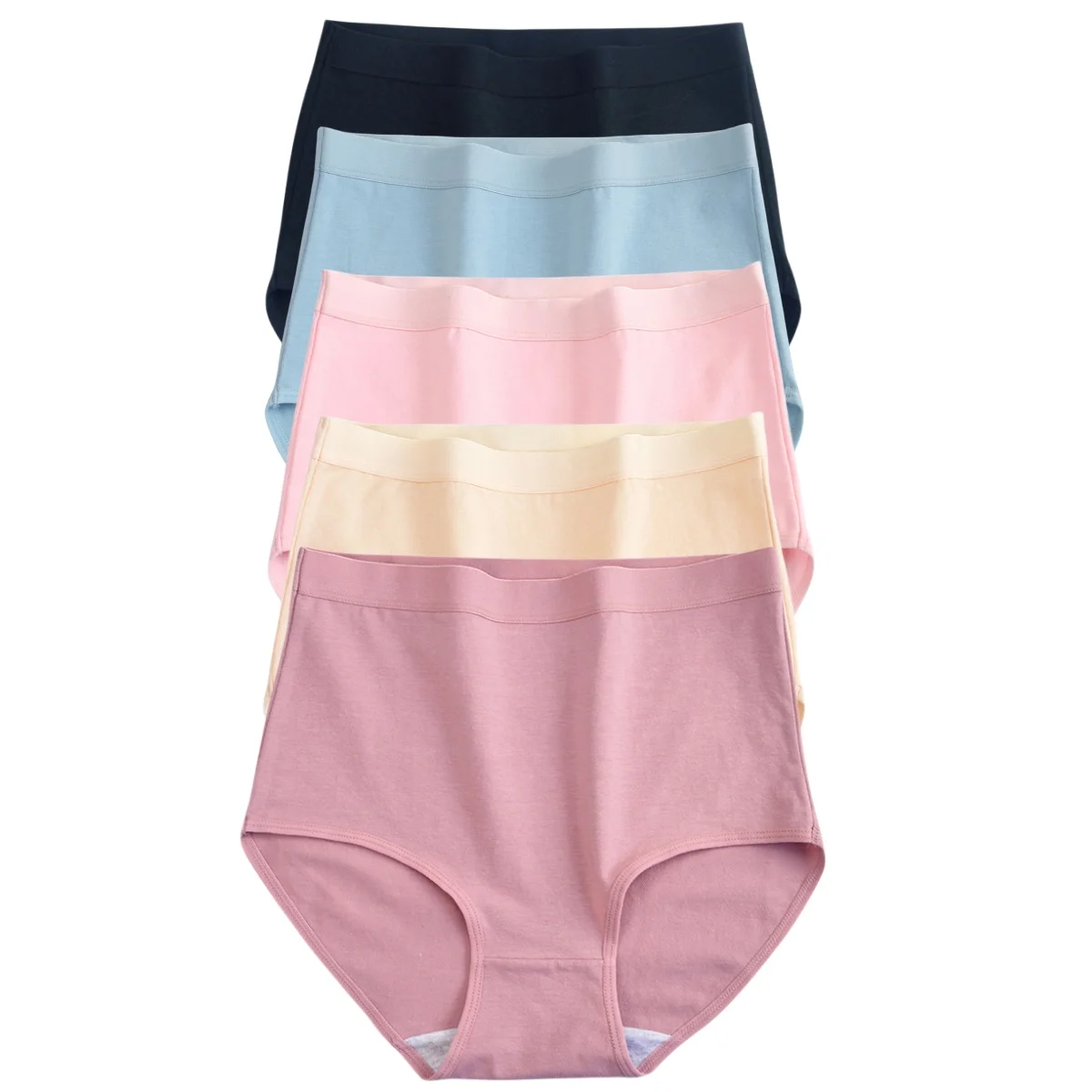 5Pcs/Set Cotton Panties Women High Waist Panties Solid Color Underwear Female Comfort Underpants Sexy Lingerie M-XXXL