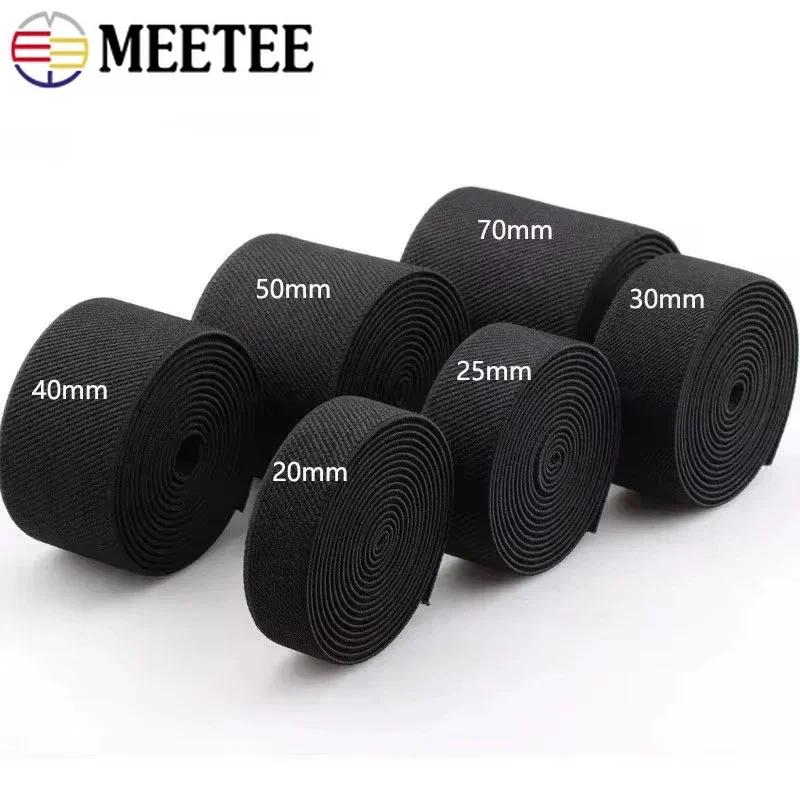 2 미터 10-50mm Meetee 바느질 탄성 밴드 바지 고무 밴드 속옷 Elastics 고무 수영복 스트랩 테이프 액세서리