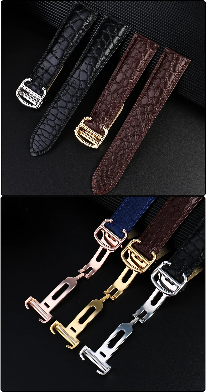 Schwarz Braun Blau Armband für Cartier Krokodilarmband Echtleder Tank Solo Key London Calibo Herrenarmband 20 22 23 24 25 – Detail 7