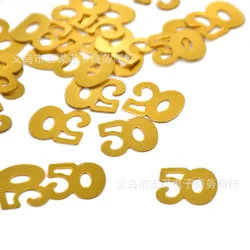 Rose Gold Happy Birthday & Anniversary Celebration Confetti with Foil Stars Sequins Table Decor (50th gold)