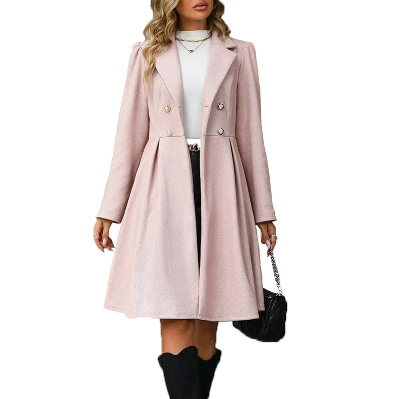

Women Coat Autumn Fashionable Solid Turn Down Collar Simple Office Lady Wear Clothes Leisure Warm A Shape Female Apparel