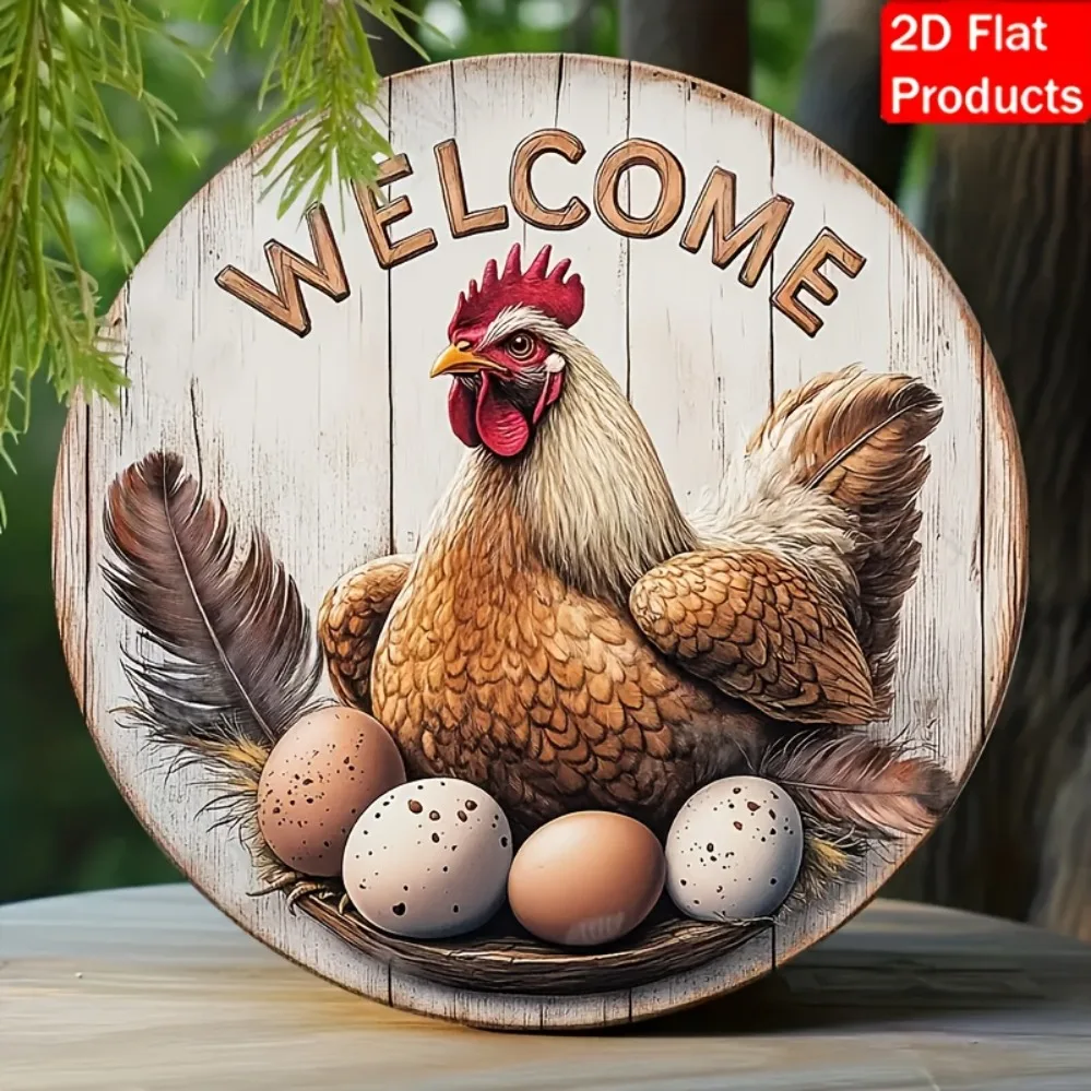 welcome-sign-with-rooster-egg-pattern-country-style-home-porch-decor