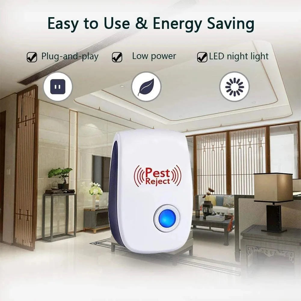 6Pcs Ultrasonic Pest Repeller Insect Bug Repeller Long Range Pest & Insect Deterrent Multi-Function for Roach Rodent Mouse Bugs 4