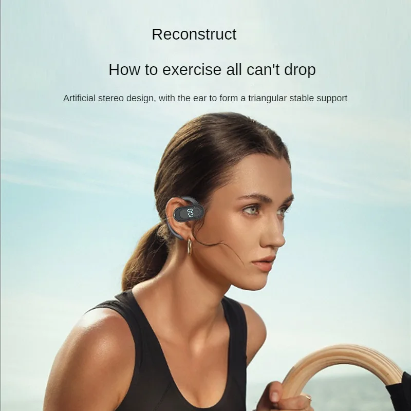 Wireless Headphone Bluetooth 5.4 Handsfree Noise Canceling 180 ° Rotatable Sports Digital Display Earphones Single Ear Earhook 4