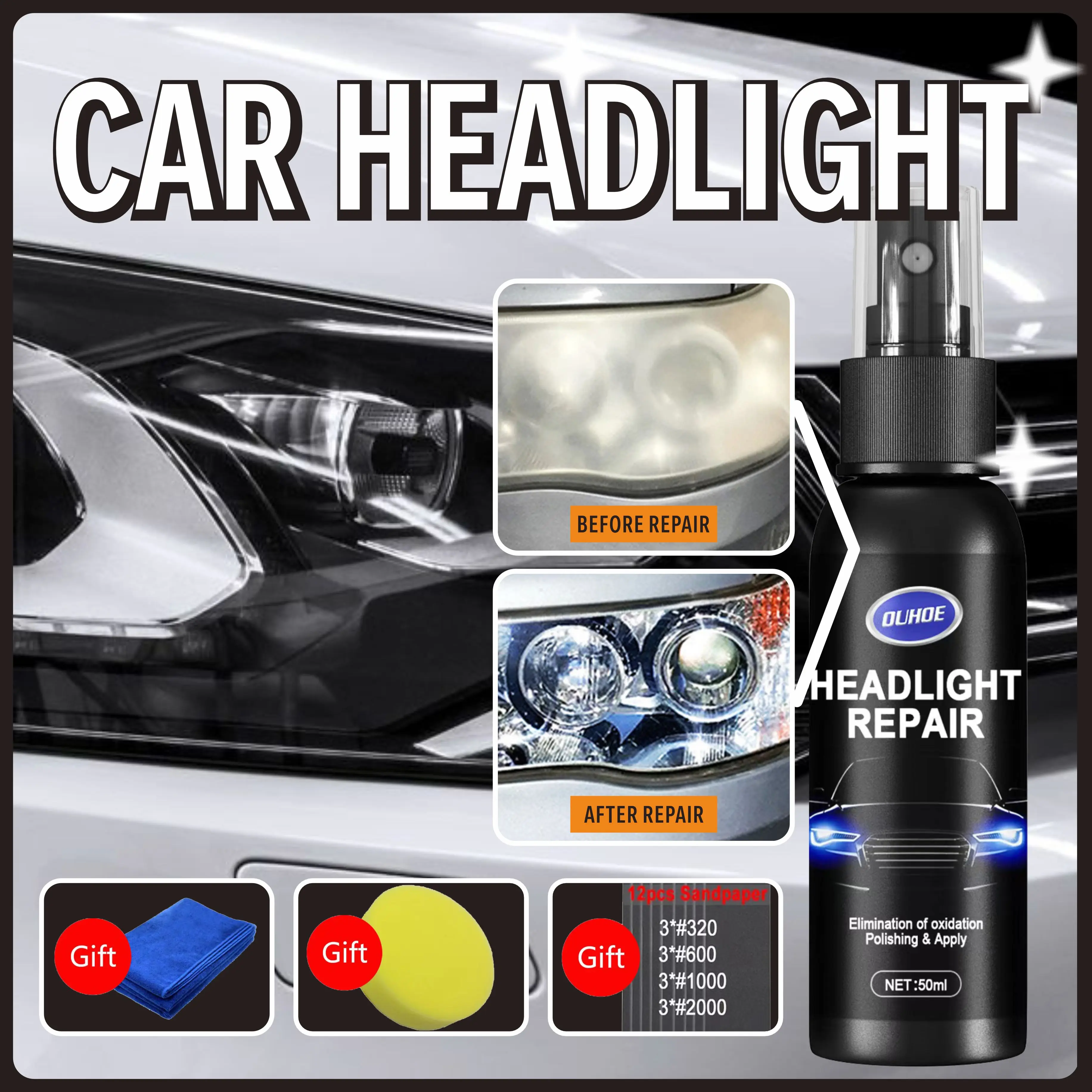 Car Headlight Restoration Polishing Kits Restorative Liquid Headlamp Scratch Remover Repair Cleaning Paste Care Refurbish