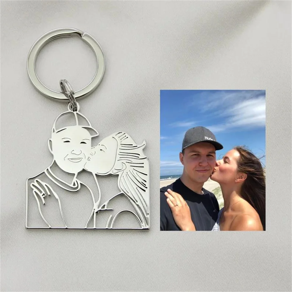 Customized high-definition photos of Love Memory, stainless steel keychain andnecklace as commemorative gifts for family and fri