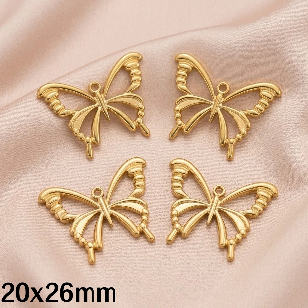 5 Stück Edelstahl-Schmetterlings-Filigran-Anhänger, Metall-Hängeanhänger für DIY Armband, Halskette, Ohrringe, Schmuckherstellung – Detail 3
