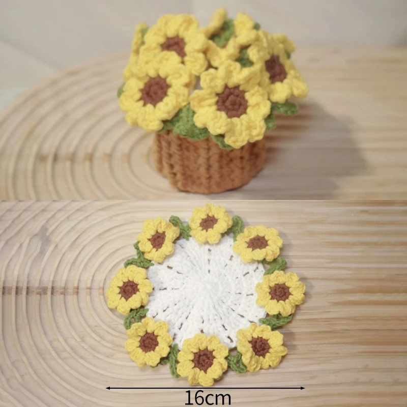 Set Di 6 Sottobicchieri All'uncinetto Fatti A Mano – Fiori In Cotone, Decorativi E Assorbenti, 9x9 Cm
