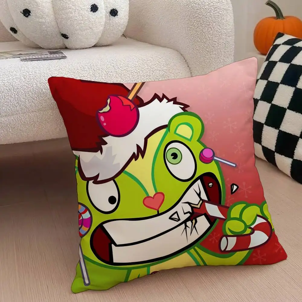 H-Happy Tree F-Friends N-Nutty Kissenbezug, Anti-Dustmite-Kissenbezug, unsichtbarer Reißverschluss, seidiger kurzer Plüsch-Sofa-Kissenbezug – Detail 14