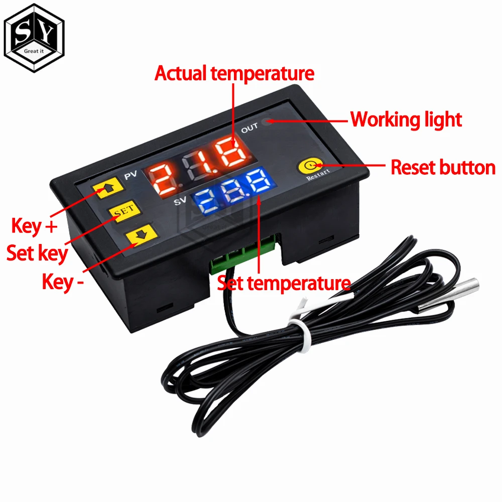 W3230-12V-24V-AC110-220V-Probe-line-20A-Digital-Temperature-Control-LED ...