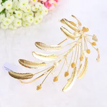  Handmade Baroque Gold Leaf Hairband Women Bridal Wedding Tiara Hair Accessories Crown Hairwear Jewelry 
