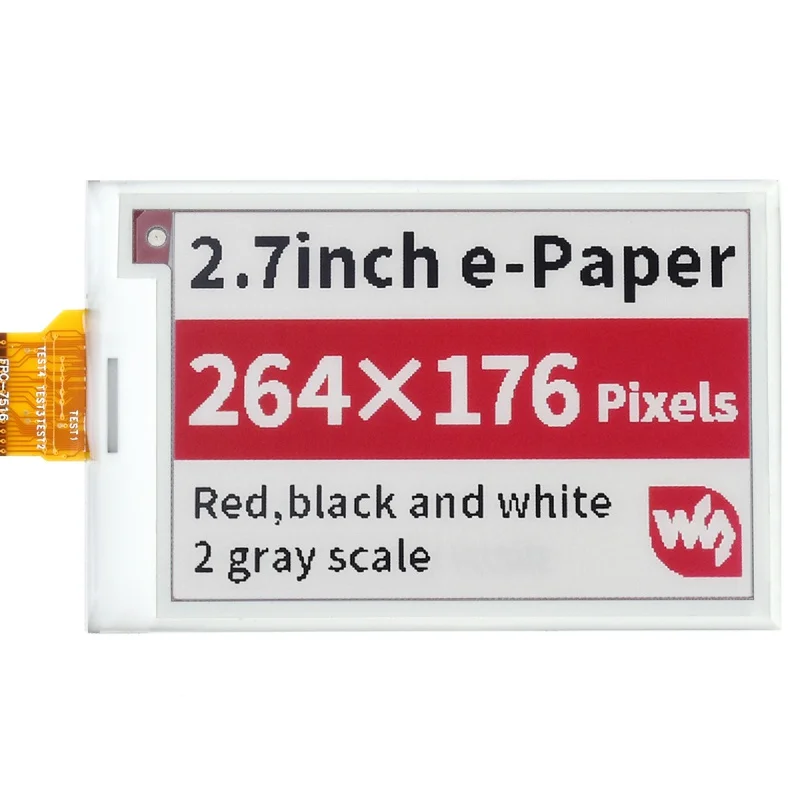

SMEIIER 2.7inch E-Paper (B) E-Ink Raw Display 264X176 Red / Black / White SPI without PCB