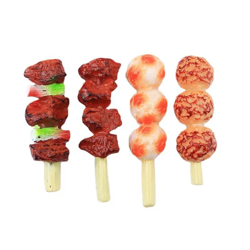 New Barbeque Resin Cabochons Flatback 10pcs Simulated Food BBQ Kabob Resin Charms for Women DIY Decoration Accessories