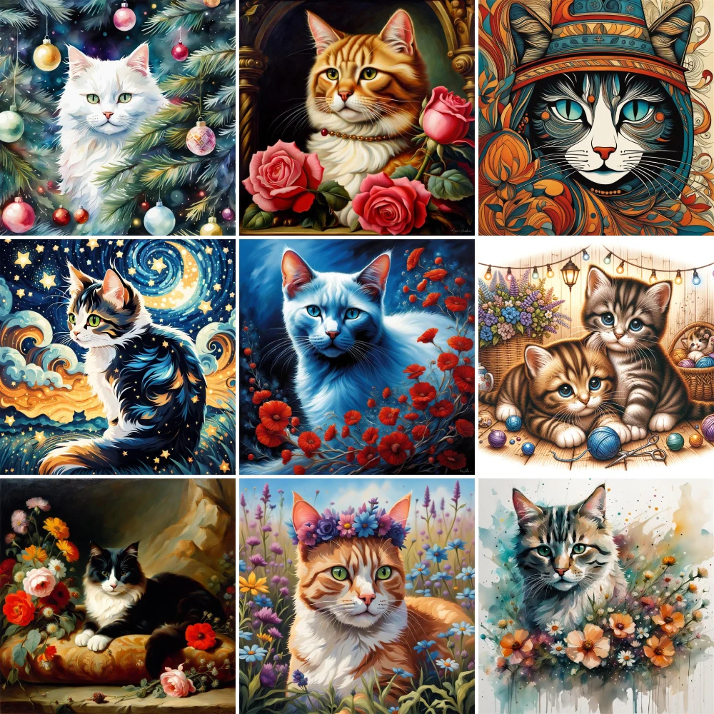 Tier Haustier Katze gedruckt Kreuz stich Stick muster Handwerk Handarbeit Stricken hand gefertigt für Erwachsene Promotionen Großhandel – Detail 1