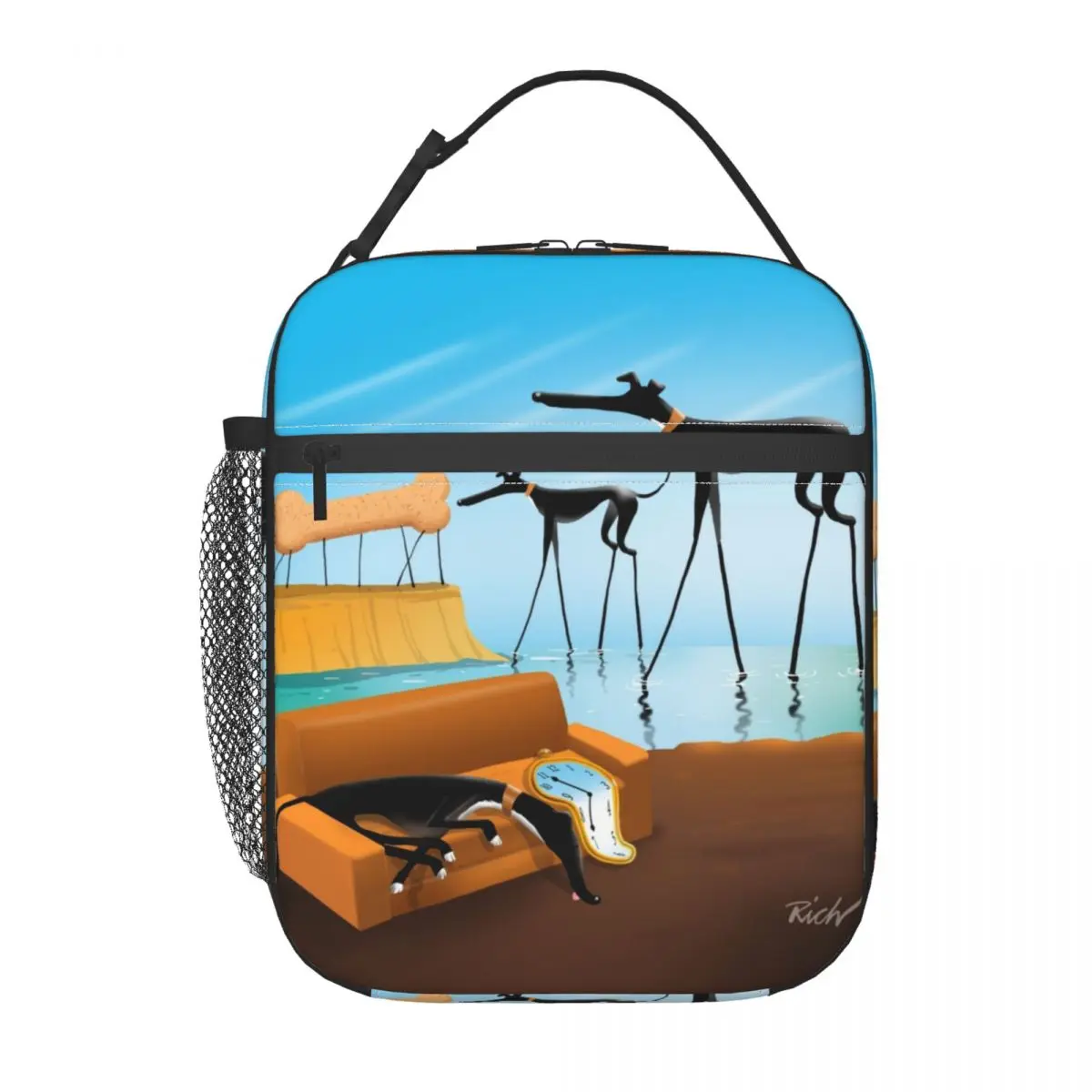 Salvador Dali Funny Greyhound Lurcher Insulated Lunch Bags for Work Whippet Sighthound Dog Art Portable Cooler Thermal Bento Box